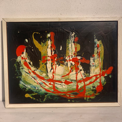 Ældre Abstrakt oliemaleri, signeret STRØ-70.