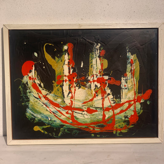 Ældre Abstrakt oliemaleri, signeret STRØ-70.