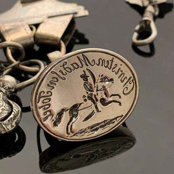 Antik 1700 tals, Niels Peter Lindberg (1761-1813.) sølv urkæde med vedhæng.
