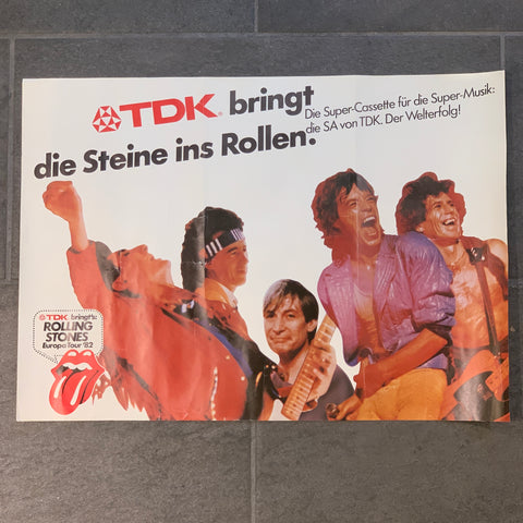 Vintage tysk Rolling Stones tour promo plakat, fra 1982.