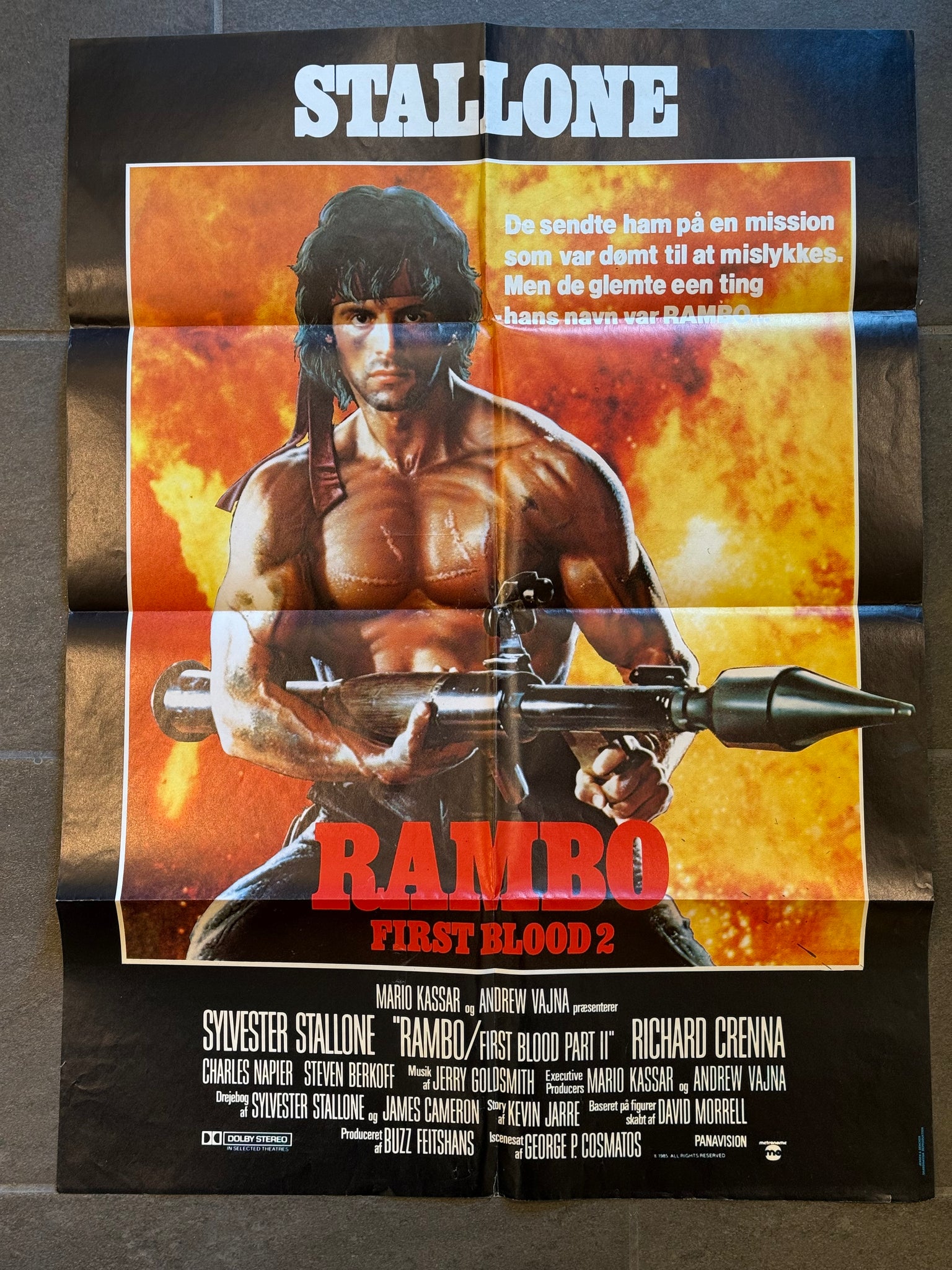 Rambo First blood 2. Original dansk premiere plakat, fra 1985.