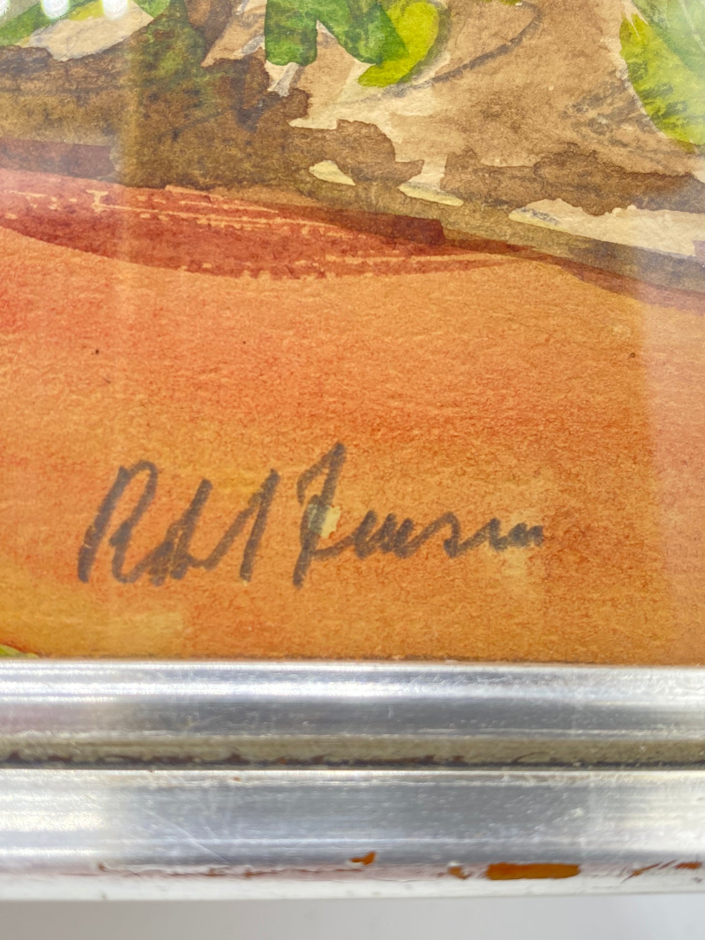 Rolf Jensen. Impressionistisk akvarel af parklandskab. Danmark. Slut 20. årh. Signeret