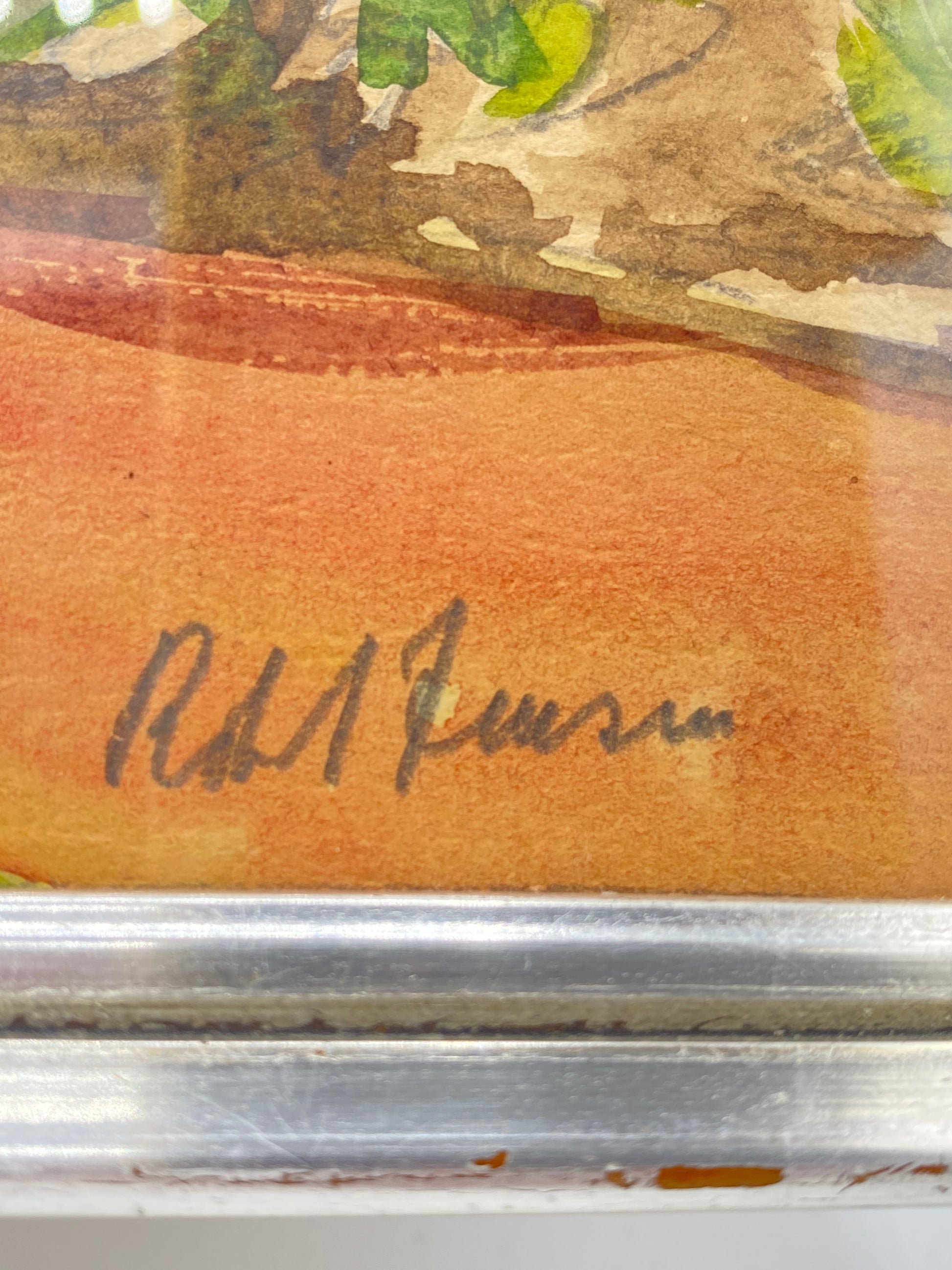 Rolf Jensen. Impressionistisk akvarel af parklandskab. Danmark. Slut 20. årh. Signeret