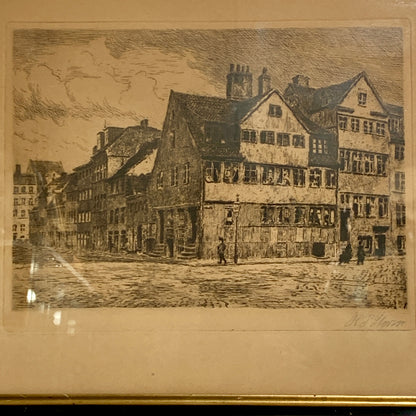 Hans Peter Storm (f.1878 til 1941.)Radering af gadeparti i København.