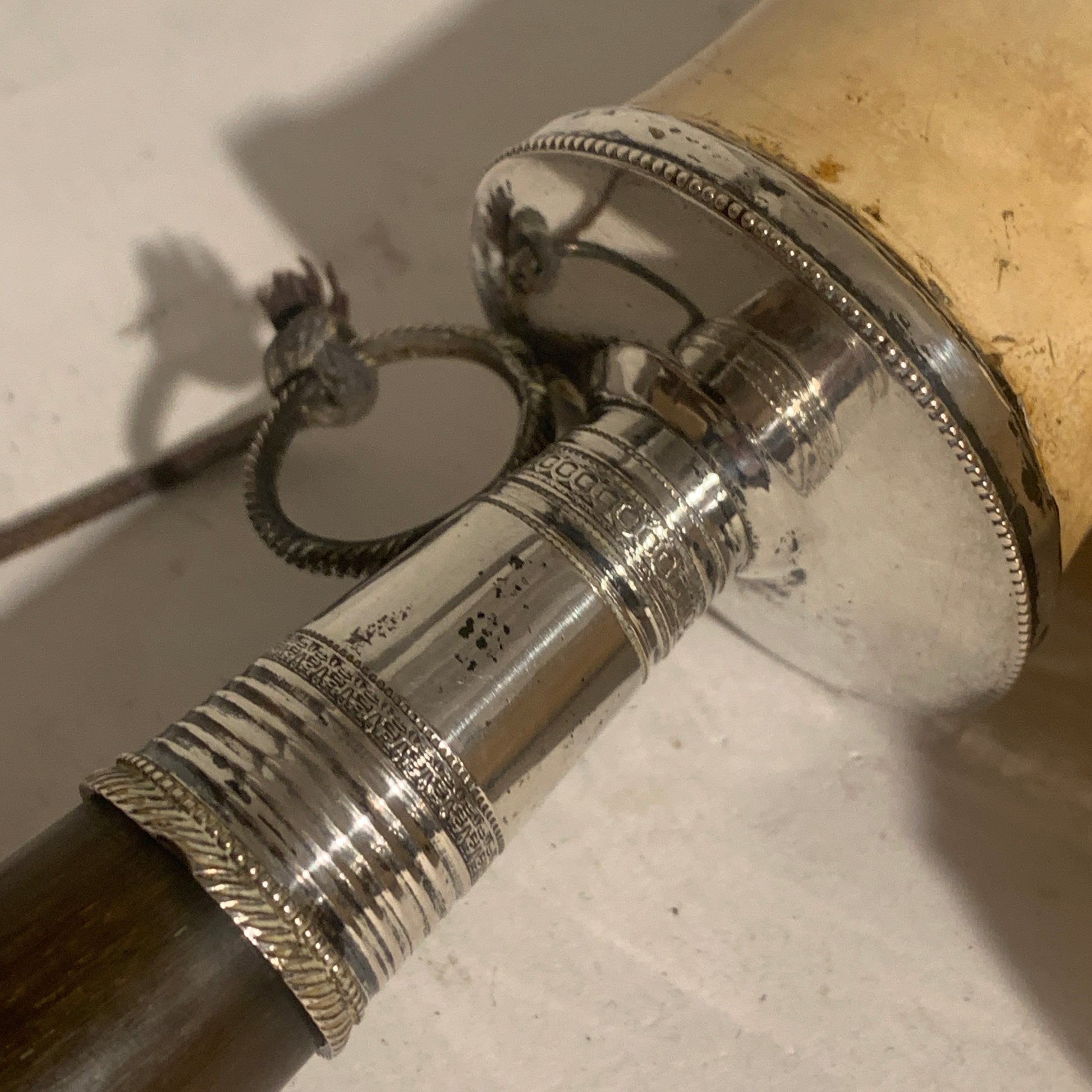 Antik sølvmonteret merskums langpibe, fra 1800 tallet