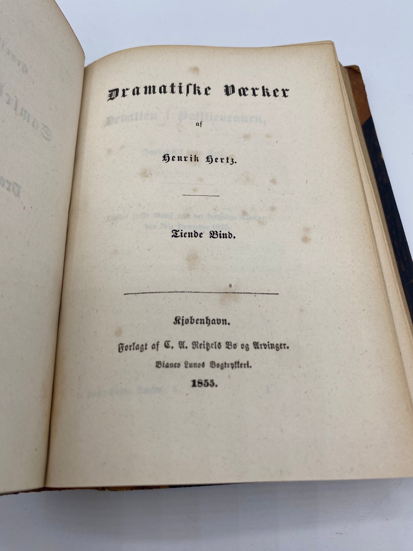 Dramatiske Værker. Af Henrik Hertz. 9. Og 10. Bind. Antikvarisk dansk bog. 1. Udgave. 1. Oplag. Fra 1855