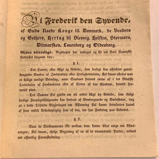 Lovtekst, udgivet år 1850. 1.Udgave, 1.Oplag.