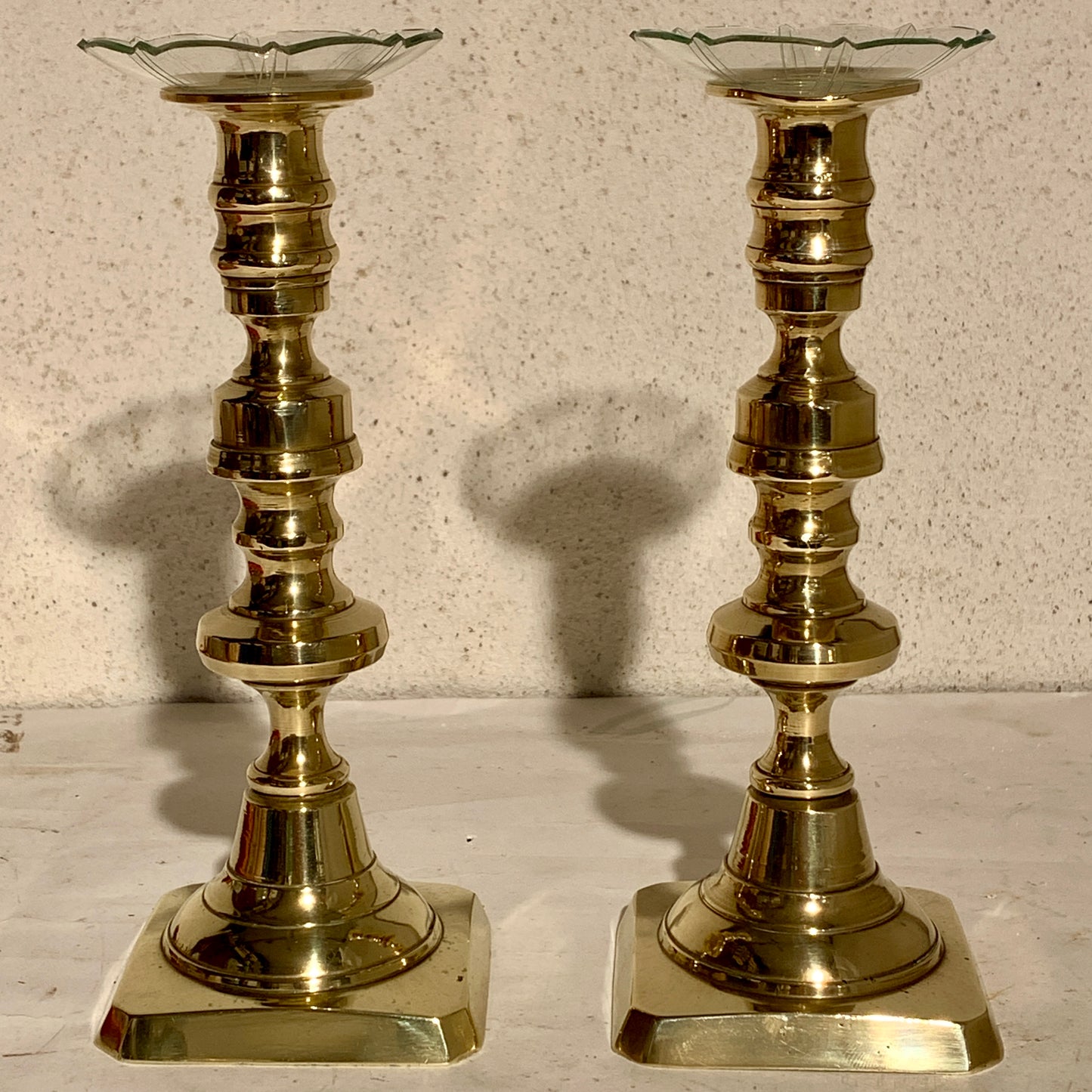 Antikke engelske messing lysestager, fra 1800 tallet.