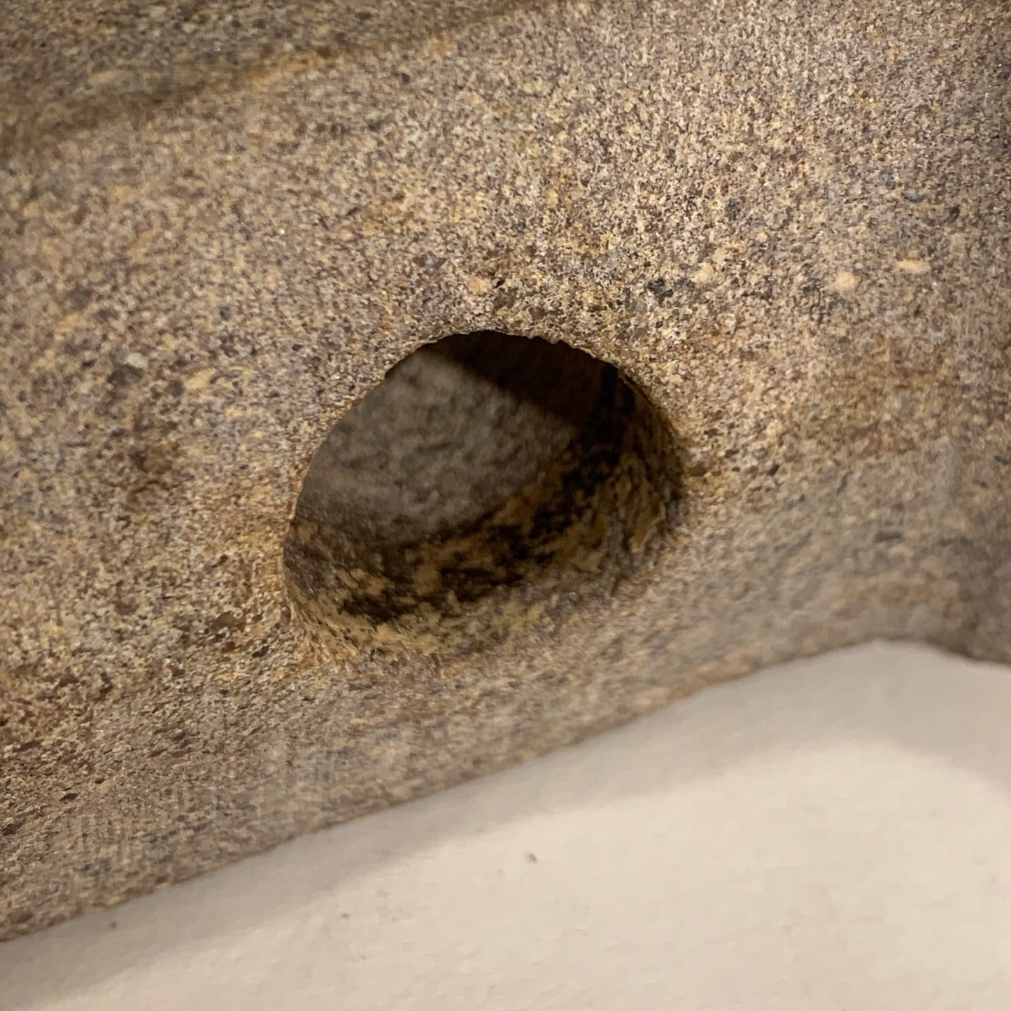 Danish Stone Age. Double-Bladed Axe with socket in rock, Tragtbægerkultur 4000-2800 BC.
