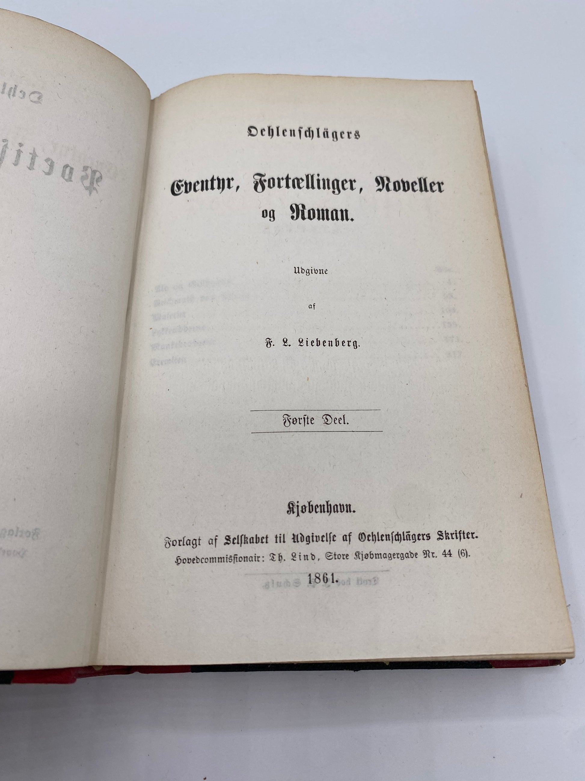 Oehlenschlägers Eventyr, Fortællinger, Noveller og Roman. Af Adam Oehlenschläger. 1. Og 2. Del. Antikvarisk dansk bog. 1. Udgave. 
