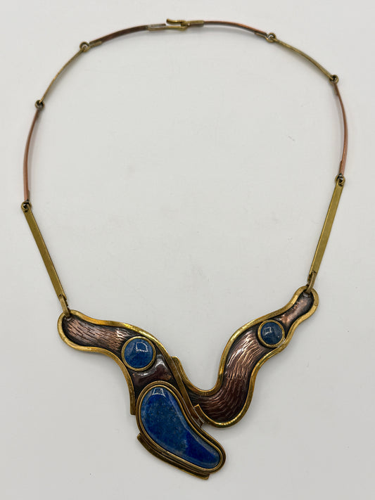 Vintage "Hecho a Mano" Hals-collier med Lapis lazuli. Chile. Slut 20.Årh