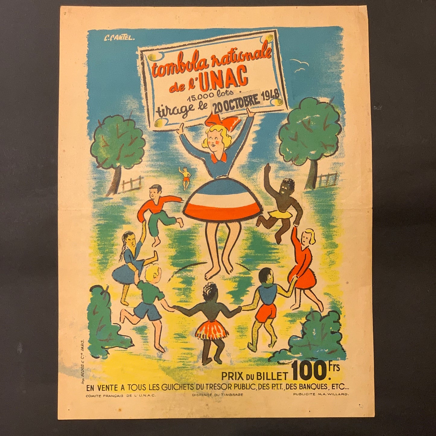 Fransk C.Cantel “tombula Nationale”plakat, fra 1948