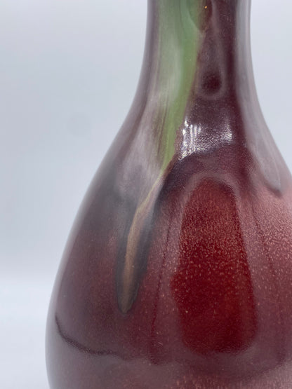 Vintage Scandinavian vase with horse blood glaze and gaffle neck. Start/mid 20th century