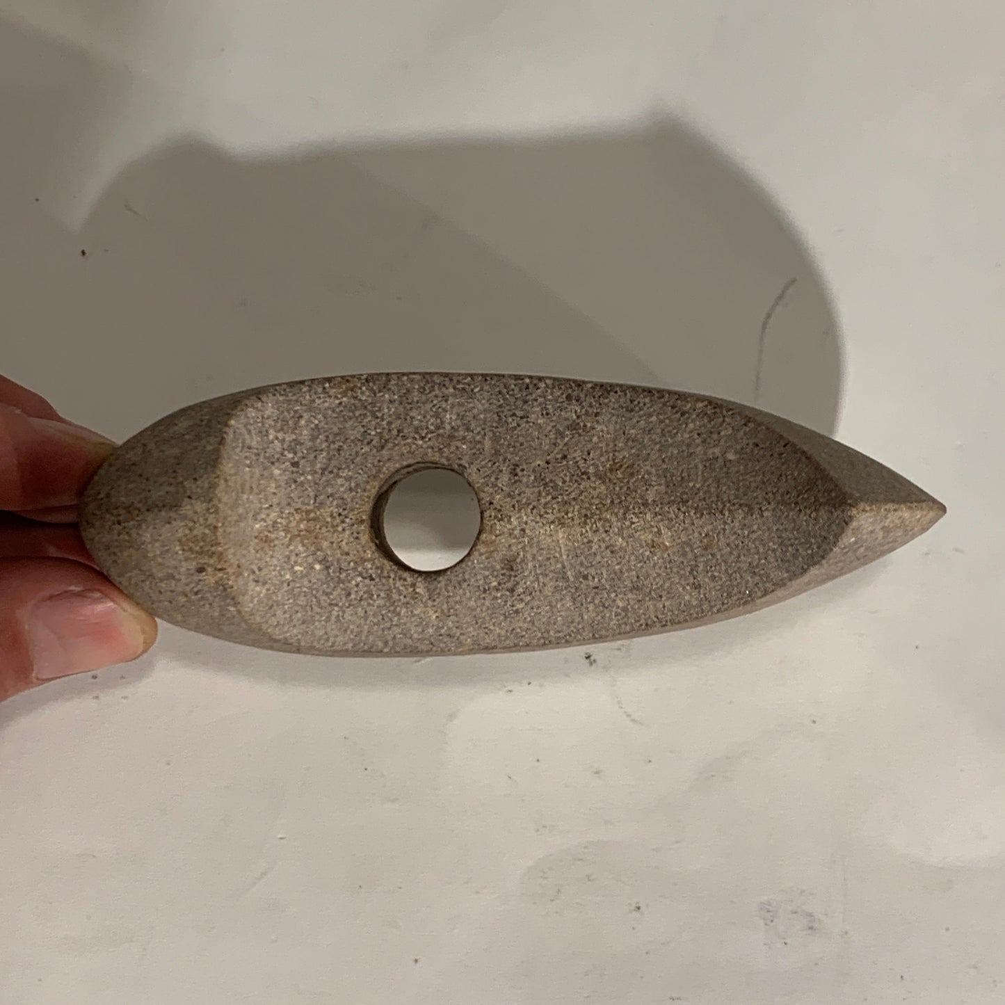Danish Stone Age. Double-Bladed Axe with socket in rock, Tragtbægerkultur 4000-2800 BC.