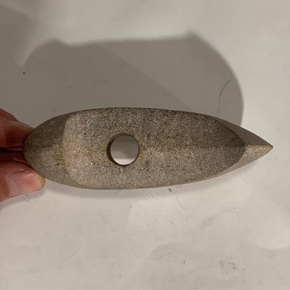 Danish Stone Age. Double-Bladed Axe with socket in rock, Tragtbægerkultur 4000-2800 BC.