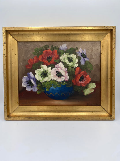 Edvin Knüppel. Blomsterstilleben, oliemaleri. Danmark. Fra midt 20. årh.