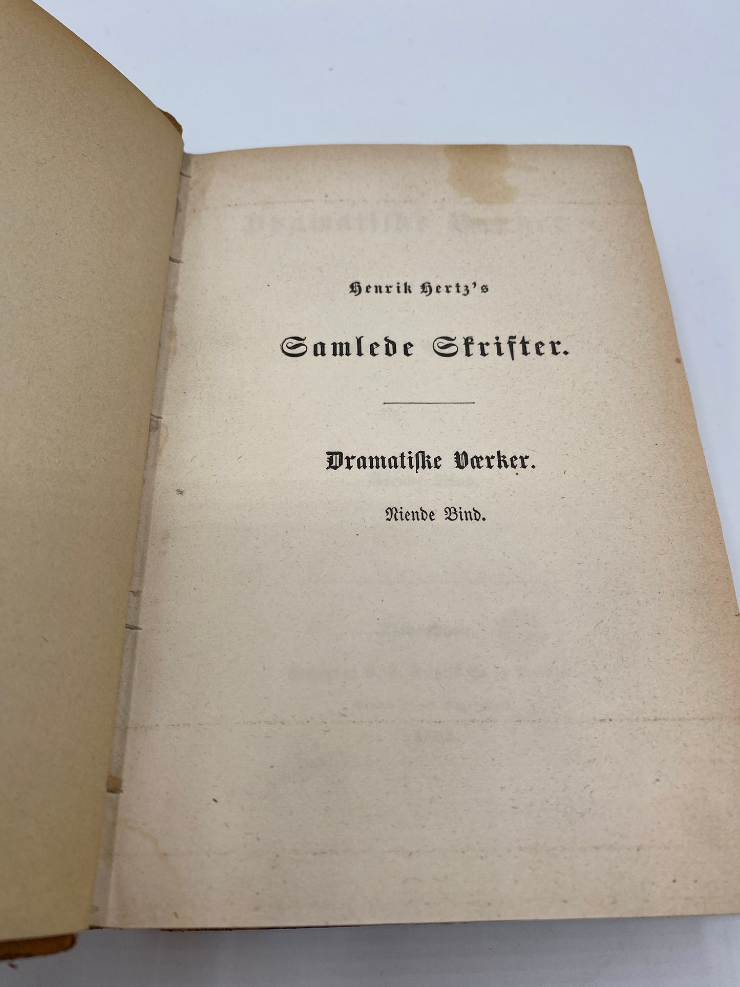 Dramatiske Værker. Af Henrik Hertz. 9. Og 10. Bind. Antikvarisk dansk bog. 1. Udgave. 1. Oplag. Fra 1855