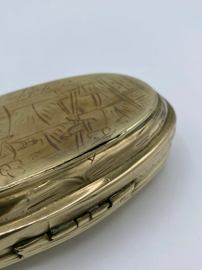 Antik tobaks æske i messing. Holland midt/slut 18.Årh