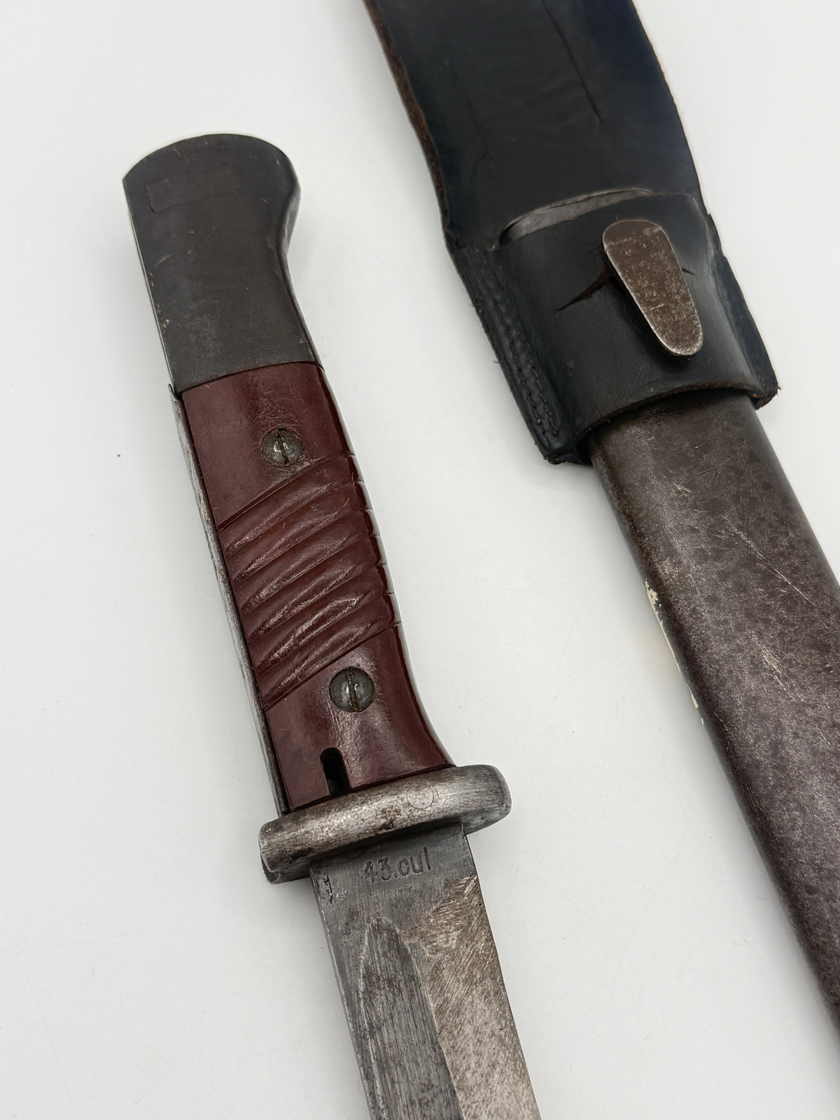 Tysk WW2 nummer-ens Ernst Pack & Söhne Mauser K98 S84/98 III bajonet med frø.