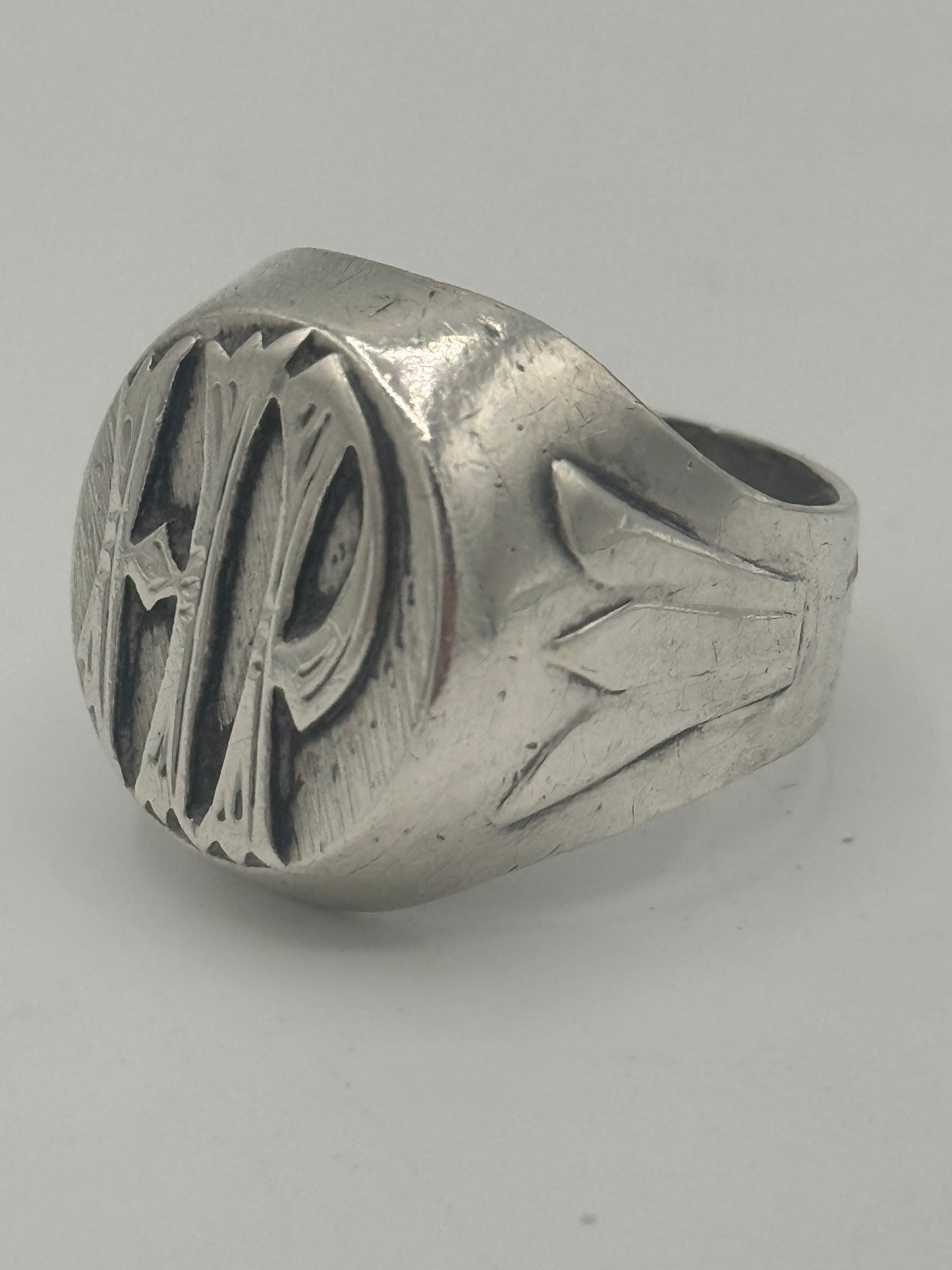 Vintage sterling sølv signet herre ring. Fra midt 1900 tallet