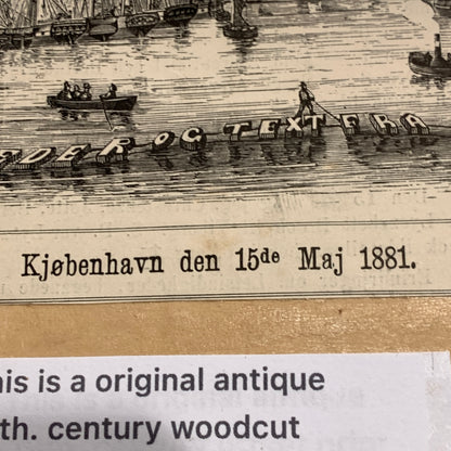 Antique Danish woodcut. Tunisians at Outpost. From 1881.