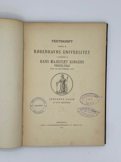 Sprogets Logik. Antikvarisk dansk bog. 1.Udgave. 1.Oplag. Fra 1913