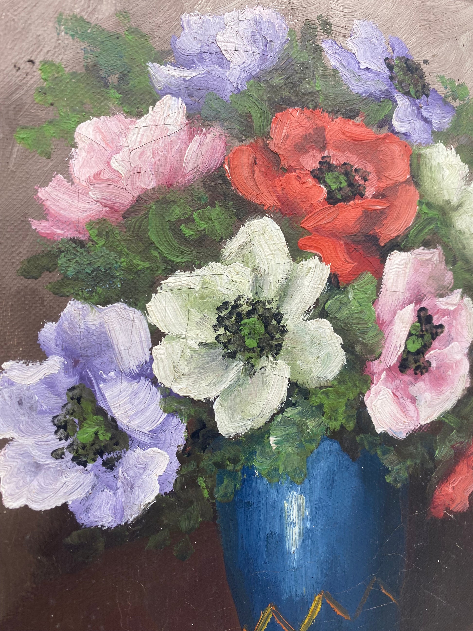 Edvin Knüppel. Blomsterstilleben, oliemaleri. Danmark. Fra midt 20. årh