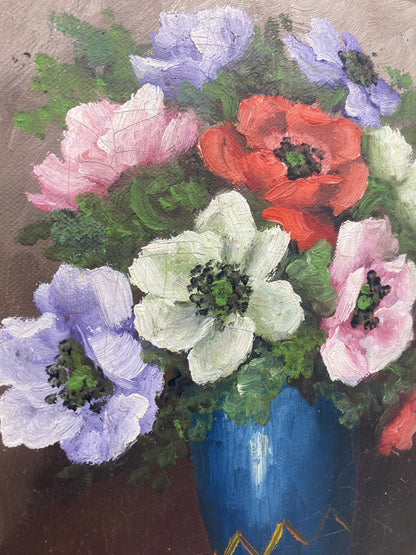 Edvin Knüppel. Blomsterstilleben, oliemaleri. Danmark. Fra midt 20. årh