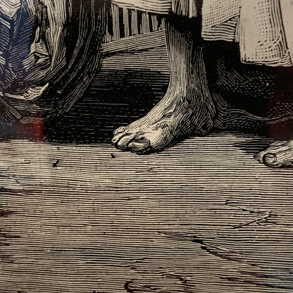 Antique Danish woodcut. Bazaar in Cairo. From 1881.
