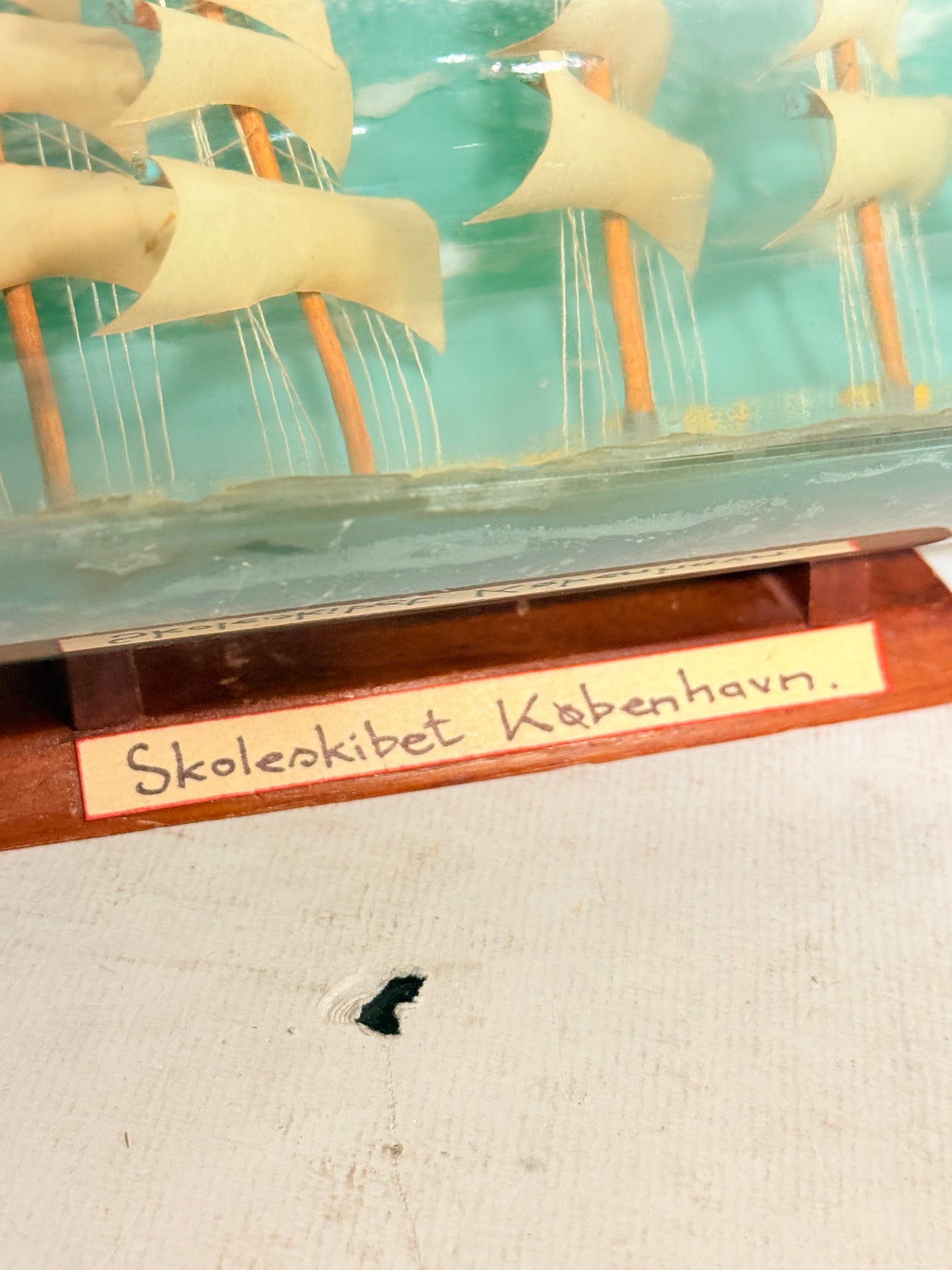 Antique large Danish bottle ship. School ship Copenhagen. Early 1900s.