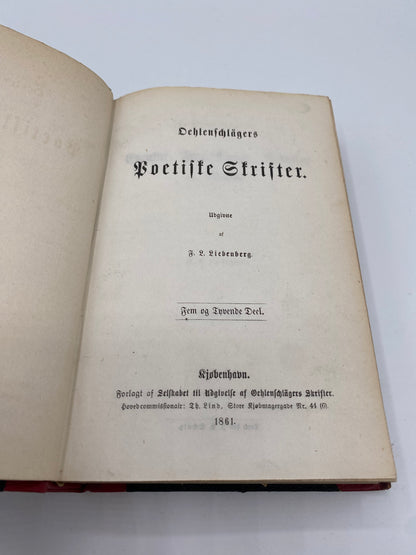 Oehlenschlägers Eventyr, Fortællinger, Noveller og Roman. Af Adam Oehlenschläger. 1. Og 2. Del. Antikvarisk dansk bog. 1. Udgave. 
