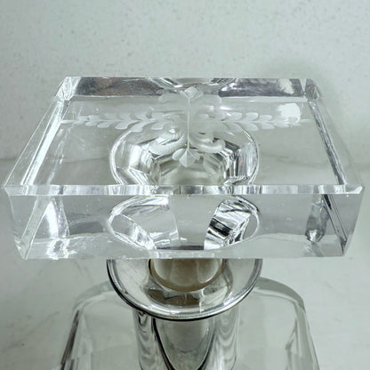 Ældre whiskey karaffel i sølv & krystalglas, fra start 1900tallet.