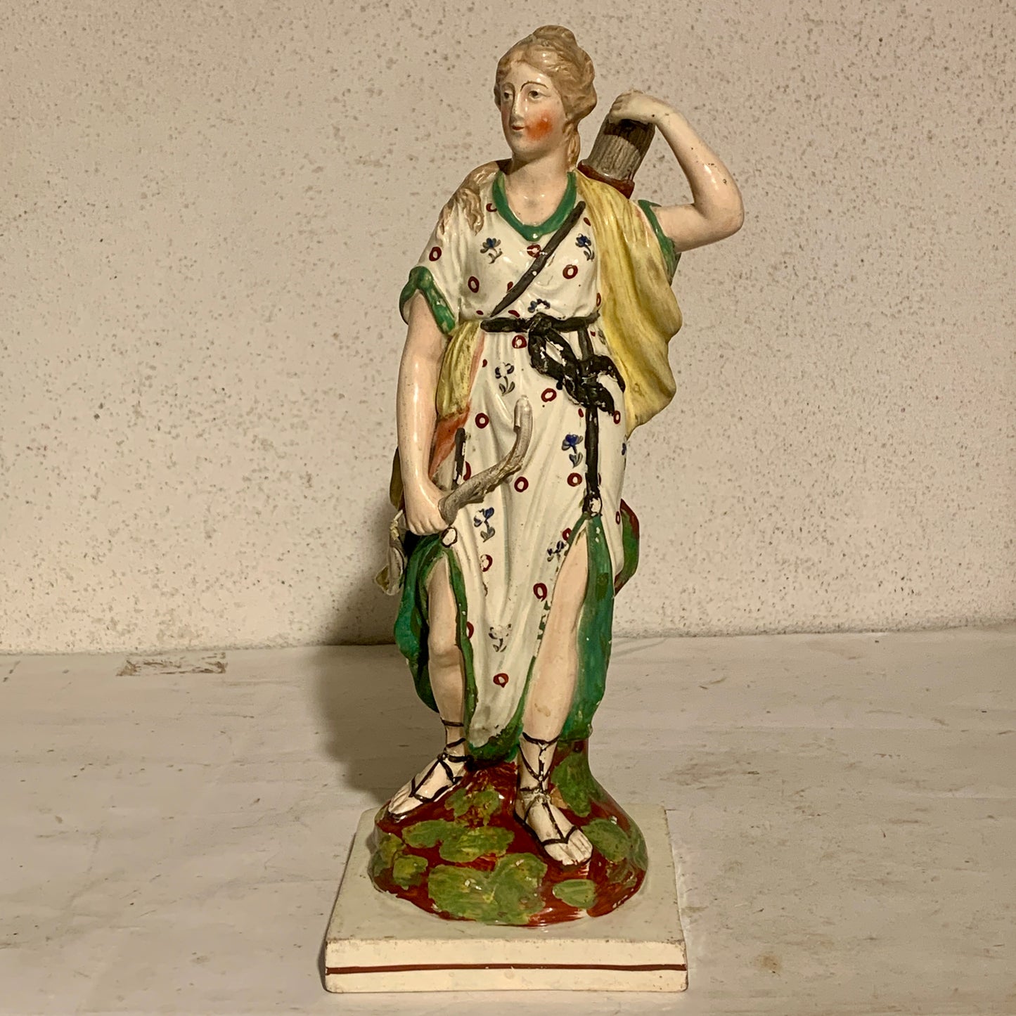 Antique Staffordshire Pearlware, Diana (Artemis), Goddess of the Hunt, from 1820.