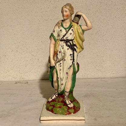Antique Staffordshire Pearlware, Diana (Artemis), Goddess of the Hunt, from 1820.