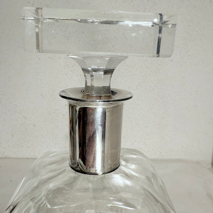 Ældre whiskey karaffel i sølv & krystalglas, fra start 1900tallet.