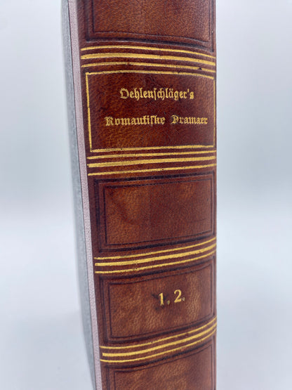 Oehlenschlägers Romantiske Dramaer. Af Adam Oehlenschläger. 1. Og 2. Del. Antikvarisk dansk bog. 1. Udgave. 1. Oplag. Fra 1857