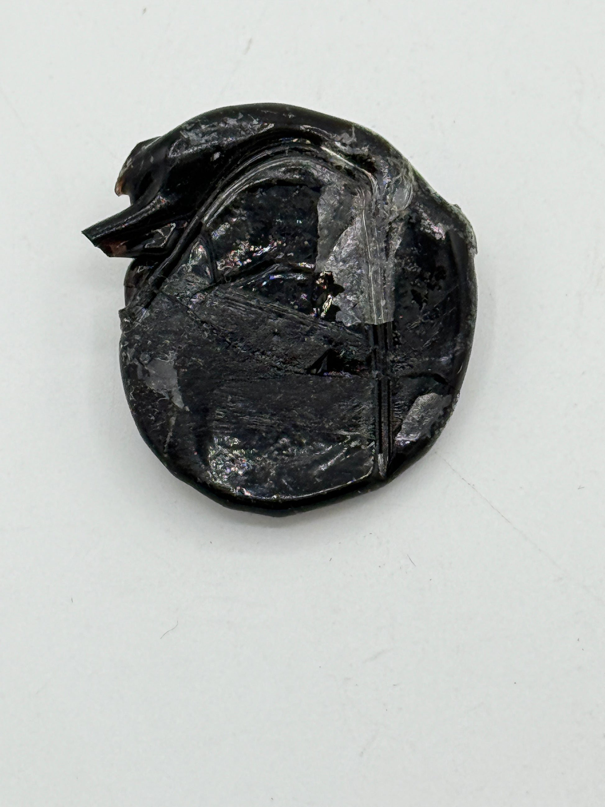 Oldsag. ca. 2000 år gl. Teaterbillet i glas. Græsk/Indisk kultur. Gandhara/ Baktrisk Afghanistan