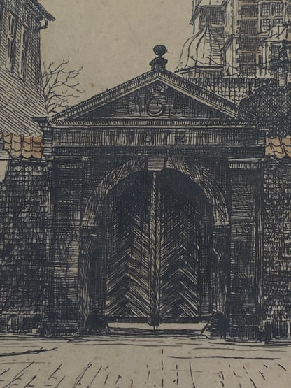 Et vintage billede af Rosenborg fra Gothersgade i København. Det er signeret og stammer fra starten af 20. århundrede