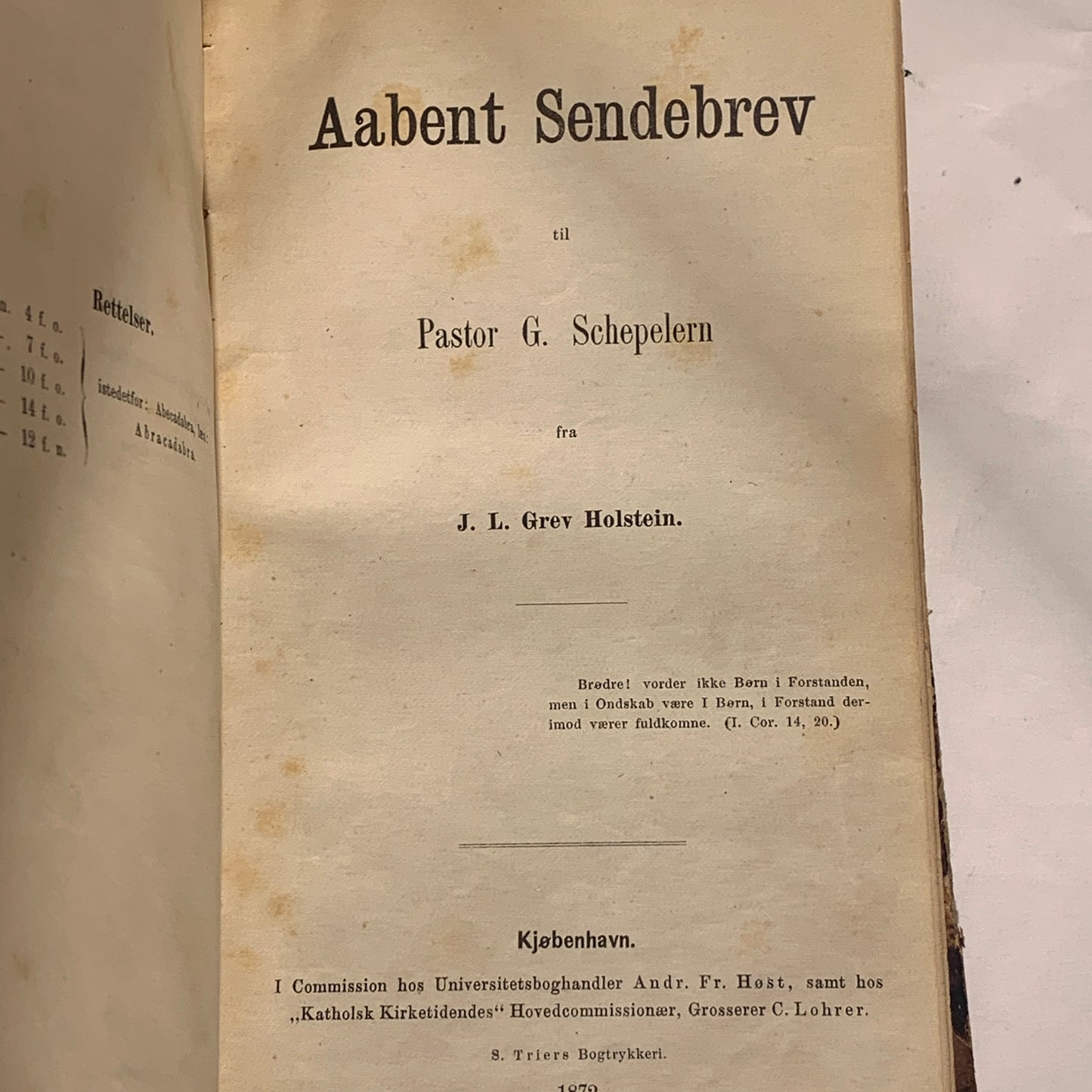 JLGrev Holstein et al. Antiquarian Danish/German collection of Catholic-Protestant debates, from 1845-1872.