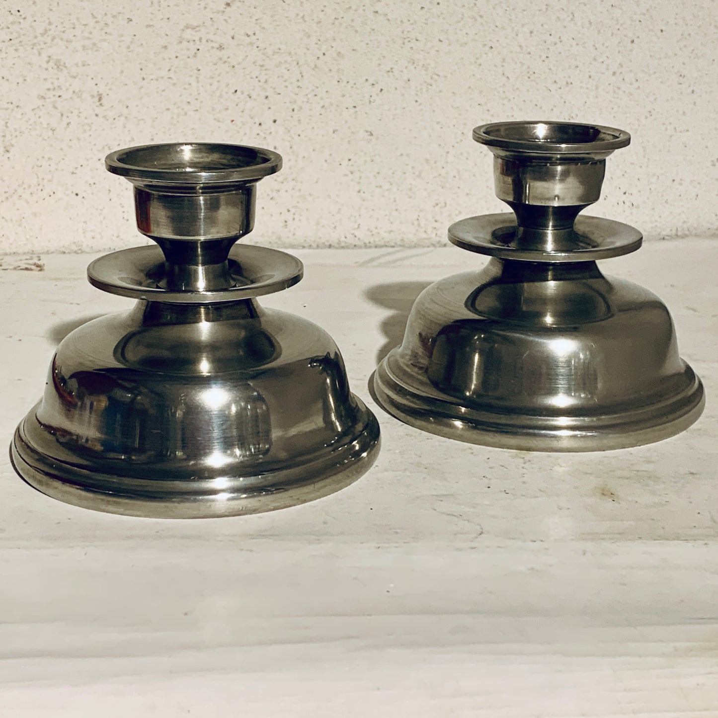 Ældre tin lysestager, fra start/midt 1900 tallet.