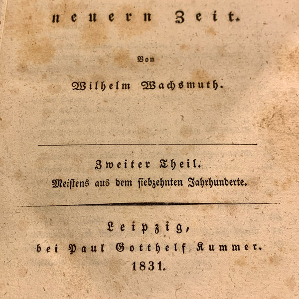 Wilhelm Wachsmuth, Historische Darstellungen, 1. Udgave, fra 1831. Antikvarisk tysk bog