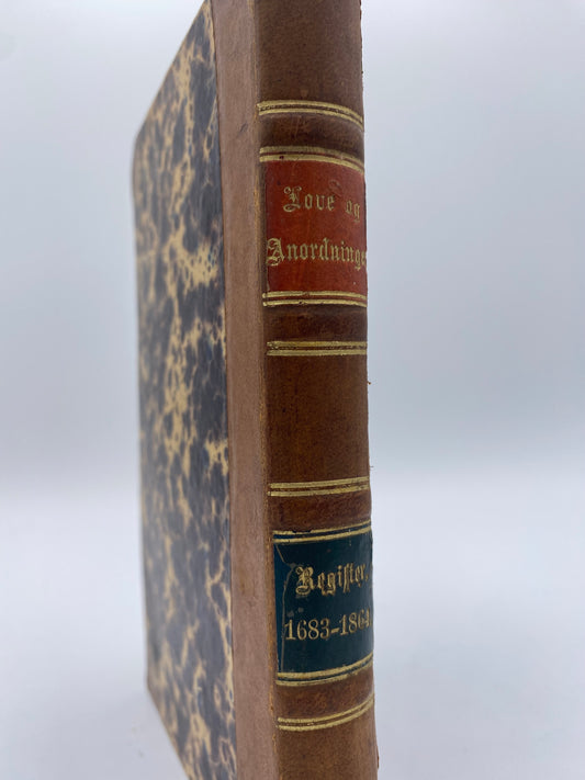 Love og Anordninger m. m. Antikvarisk dansk bog. 1. Udgave. 1. Oplag. Fra 1866