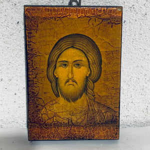 Vintage træ ikon, af Jesus, fra 1900 tallet.