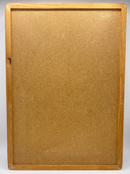 Vintage midcentury modern serveringsbakke i træ og kork. Lys træ. Dansk. 20. årh