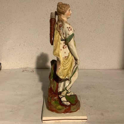 Antique Staffordshire Pearlware, Diana (Artemis), Goddess of the Hunt, from 1820.