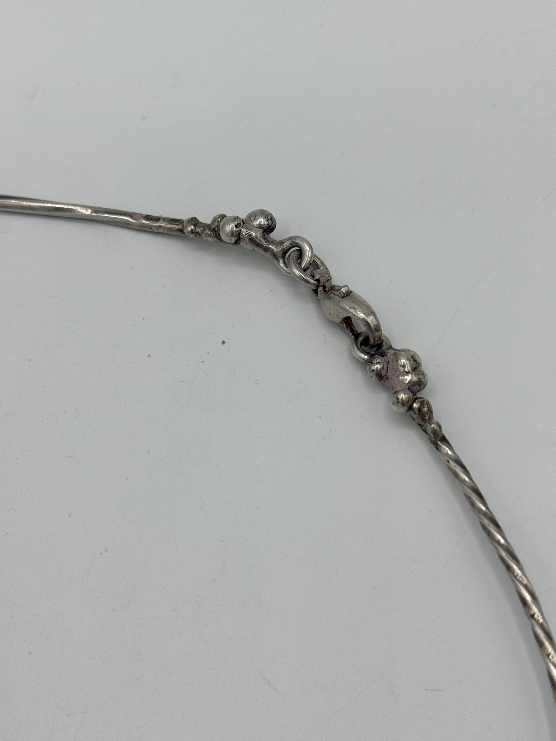 Vintage skønvirkestil Rav & Sterlingsølv hals collier. Gdansk, Polen. Fra 1980érne