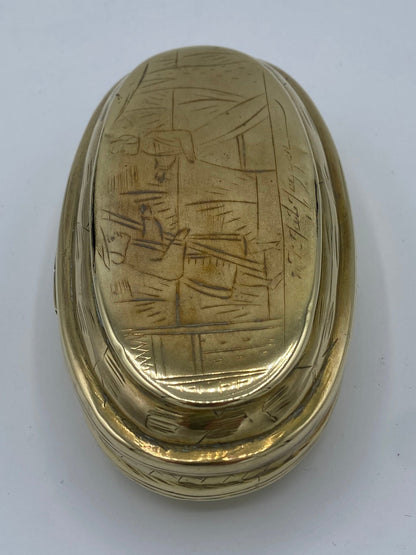 Antik tobaks æske i messing. Holland midt/slut 18.Årh