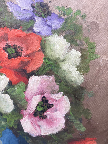 Edvin Knüppel. Blomsterstilleben, oliemaleri. Danmark. Fra midt 20. årh