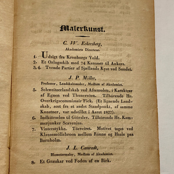 Kgl. Akademie. Antik kunst hæfte fra 1829. 1.Udgave, 1.Oplag.