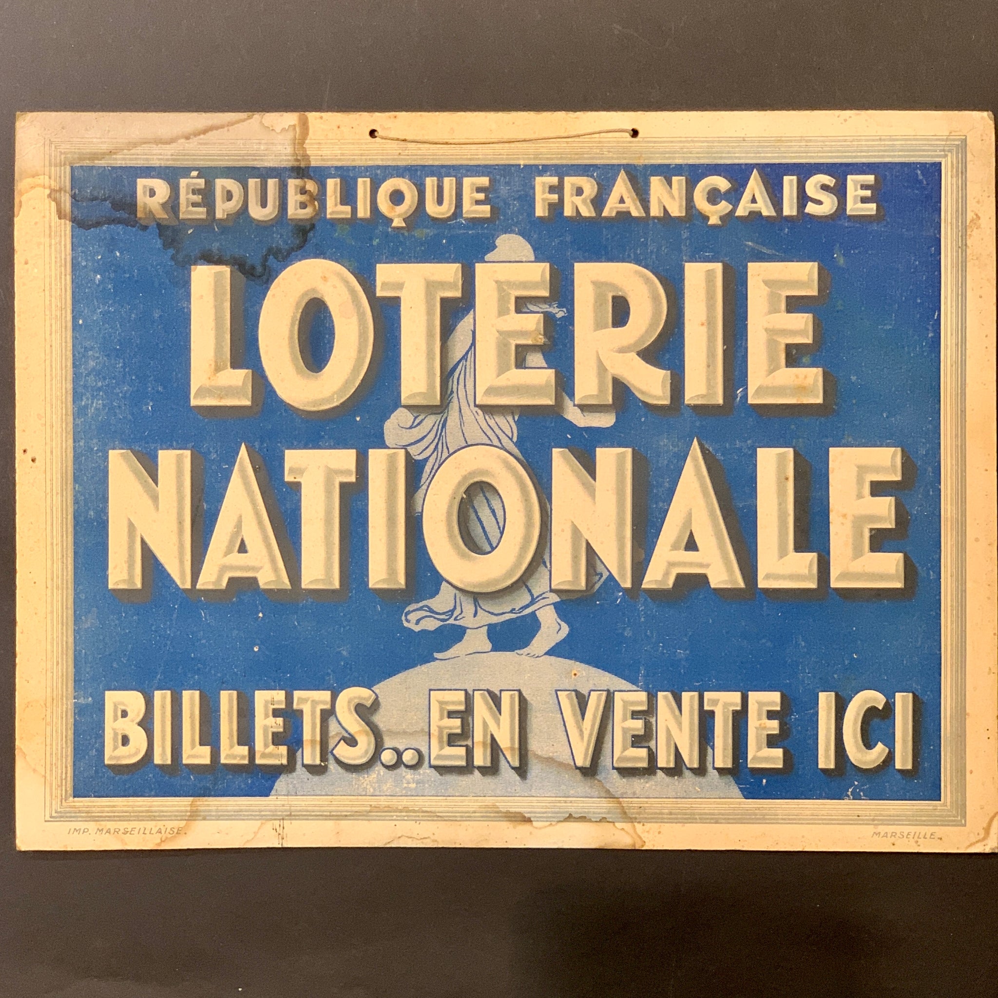 Fransk “Loterie Nationale” skilt, fra 1940erne.